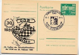 DDR P79-5a-81 C141-a Postkarte PRIVATER ZUDRUCK Schach Fürstenwalde Sost. 1981 - Cartes Postales Privées - Oblitérées