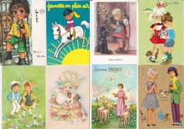 Lot  De 8   CPM Représentant Des  "  ENFANTS Avec Des ANIMAUX " - Collections, Lots & Series