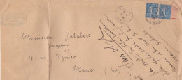 1928 - ENVELOPPE De LOUDUN (VIENNE) Pour NIMES - SEMEUSE - 1903-60 Semeuse A Righe