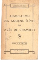 BULLETIN ASSOCIATION DES ANCIENS ELEVES DU LYCEE DE CHAMBERY ANNEE 1943 - 1944 - Rhône-Alpes