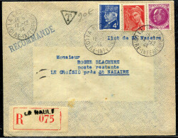 FRANCE - PETAIN - N° 505 + 521A + 412 / LR DE LA BAULE LE 12/12/1944, ILOT DE ST NAZAIRE, POUR LE CROISIC - TB - 1941-42 Pétain