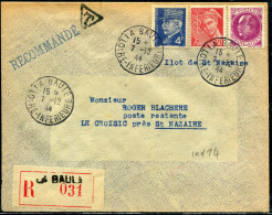 FRANCE - PETAIN - N° 505 + 521A + 412 / LR DE LA BAULE LE 7/12/1944, ILOT DE ST NAZAIRE, POUR LE CROISIC - TB - 1941-42 Pétain