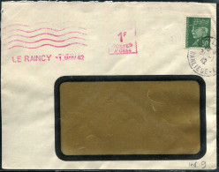 FRANCE - PETAIN - N° 508 + 1F AVEC O.M. ROUGE COMPLEMENT D´AFFRANCHISSEMENT / LETTRE DU RAINCY LE 1/1/1942  - TB - 1941-42 Pétain