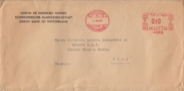 AMOUNT 10, ZURICH, SPECIAL RED POSTMARK ON COVER, 1947, SWITZERLAND - Covers & Documents