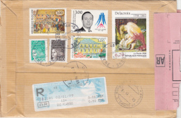 ANGELS, DOVE, VERSAILLES PALACE, ABBEY,, PAINTINGS, MICHEL DEBRE, WOMAN, STAMPS ON REGISTERED COVER, 1999, FRANCE - Lettres & Documents