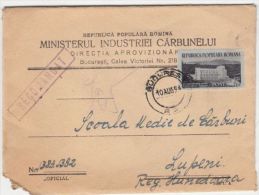 SINAIA- MOUNTAIN RESORT, SYNDICATS HOTEL, STAMPS ON REGISTERED COVER, 1954, ROMANIA - Lettres & Documents