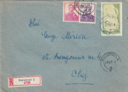 GYMNASTICS, SAILOR, WORKER, STAMPS ON REGISTERED COVER, 1957, ROMANIA - Briefe U. Dokumente