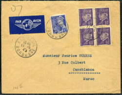 FRANCE - PETAIN - N° 509 (4) + 407 / LETTRE AVION D´EXCIDEUIL LE 11/5/1942, POUR LE MAROC  - TB - 1941-42 Pétain