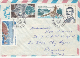 APOSTLE ISLETS, HOBART, SATELLITE, RALLIER DU BATY, STAMPS ON COVER,  1987, TAAF - Covers & Documents
