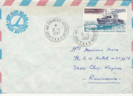 NORSEL, ICEBREAKER, SHIP, STAMPS ON COVER,  1987, TAAF - Covers & Documents