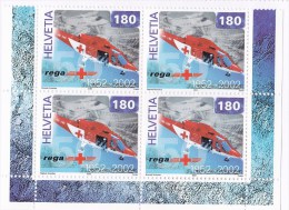 N° 1709 Cinquantenaire De Raga: Avions Anciens Et Hélicoptère Moderne De Secours En Montagne: Bloc De 4 Timbres - Nuevos