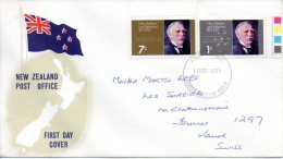 NOUVELLE-ZELANDE. N°554-5 Sur Enveloppe 1er Jour (FDC) De 1971. Physique Nucléaire/Lord Rutherford. - Atomo