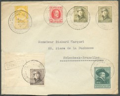 Lettre Affranchissement Multi-émissions Dont 2 Centimes Armoirie (N°54) , Houyoux, Rubens Et Casqué (dont N°165 Cdf Aec - 1919-1920 Roi Casqué