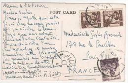 3 Timbres  Sur Carte , Postcard Censurée  Du 24/02/??  Pour La France - Cartas & Documentos