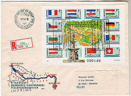 Enveloppe HONGRIE 1977 - Europa, Carte, Embleme, Fontaine - Bloc Non Dentele (Yvert  134) - Brieven En Documenten