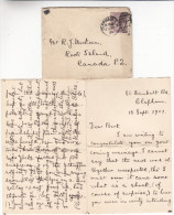 Grande Bretagne - Lettre De 1901 - Avec Contenu - Oblitération Clapham - Exp Vers Le Canada - Rock Island - Briefe U. Dokumente