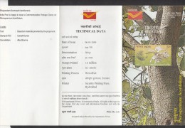INDIA, 2009, Pterospermum Acerifolium,  Flower, "Muchkunda", (Bayer Tree),  Folder - Covers & Documents