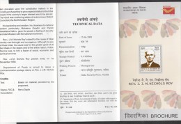 INDIA, 2009, Reverend James Joy Mohan Nicholas Roy, (Political Visionary In NE Tribal Region), Folder - Cartas & Documentos
