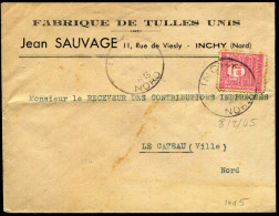 FRANCE - ARC DE TRIOMPHE - N° 625 / LETTRE OBL. INCHY LE 3/1/1945, POUR LE CATEAU - TB - 1944-45 Arc De Triomphe
