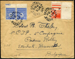 FRANCE - ARC DE TRIOMPHE - N° 627 (2) + 750 / LETTRE DE CHALONS/MARNE LE 23/7/1946, POUR BRUXELLES - TB - 1944-45 Triomfboog