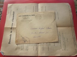 Lettre En Franchise Civile Pension à Marseille 1946 + Courrie Demande De Pension D'ascendant Corse Corsica - Lettres Civiles En Franchise