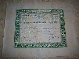 Diplôme : Certificat De Sténographie Théorique 1941 - Diplomi E Pagelle