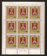 Yugoslavia, 1970, Sheet Of 25th Anniv. Of Yugoslav Liberation, Arms Of Regional Capitals- Ljubljana ! - Unused Stamps