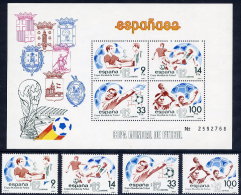 SPAIN 1982 Football World Cup Set Of 4 + Block  MNH / **. - Neufs