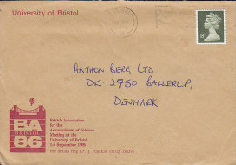 Great Britain UNIVERSITY OF BRISTOL, Bristol 1986 Cover To Denmark 18 P Queen Elizabethh II. Stamp - Storia Postale