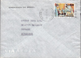 Spain Airmail Via Aerea EMBAIXADA DO BRASIL, MADRID 1986 Cover Letra To Denmark Navidad Stamp - Cartas & Documentos