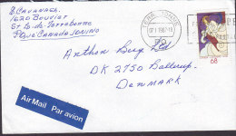 Canada Airmail Par Avion Label TERREBONNE 1987 Cover Brief To Denmark - Luchtpost