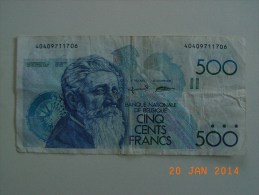 Billet BELGIQUE De 500 Francs  Pick.143a. - [ 9] Collections