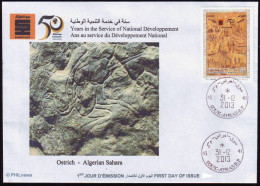 ALGERIE ALGERIA 2013 - FDC - Prehistory Rupestry - Tassili Rock Carvings Autruche Ostrish Strauß Avestruz - Préhistoire