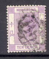 HONG KONG, 1880 10c Mauve (wmk Crown CC) Good Used, Cat £17 - Used Stamps