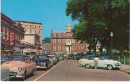 Newport RI Rhode Island, Washington Square Street Scene, Autos, C1950s Vintage Postcard - Newport