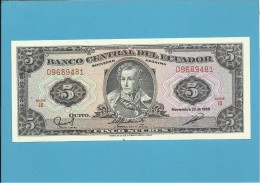 ECUADOR - 5 SUCRES - 22.11.1988 - Pick 113d - Série IB - UNC. - Equateur