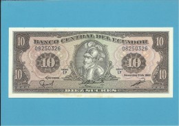 ECUADOR - 10 SUCRES - 22.11.1988 - Pick 121 - Série LP - UNC. - Equateur