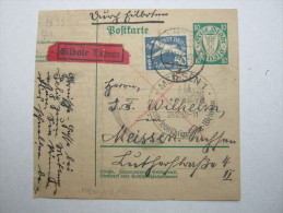 1938, Eilbotenkarte , Verkürzt - Postwaardestukken