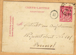 Carte Lettre Entier Postal 1890 à Brussel + Cachet Facteur - Cartes-lettres