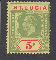 St Lucia 1921  5s  SG105  MH - St.Lucia (...-1978)