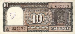 BILLET # INDE  # 10 ROUPIES  # PICK 60 I  # 1983 / 84  # CIRCULE # - Inde