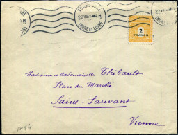 FRANCE - ARC DE TRIOMPHE - N° 709 / LETTRE O.M. TOURS GARE LE 22/7/1945, POUR LA VIENNE - TB - 1944-45 Triomfboog