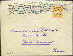 FRANCE - ARC DE TRIOMPHE - N° 709 / LETTRE O.M. TOURS GARE LE 22/7/1945, POUR LA VIENNE - TB - 1944-45 Arco Del Triunfo