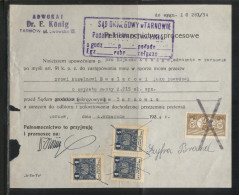 POLAND 1934 POWER OF ATTORNEY WITH 50GR COURT JUDICIAL REVENUE BF#17 & 3 X 1ZL GENERAL DUTY REVENUE BF#106 - Fiscale Zegels