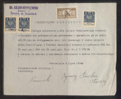 POLAND 1934 POWER OF ATTORNEY WITH 50GR COURT JUDICIAL REVENUE BF#17 & 3 X 1ZL GENERAL DUTY REVENUE BF#106 - Revenue Stamps