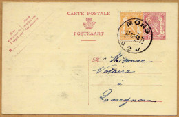 Carte Entier Postal Mons Quaregnon - Postcards 1934-1951