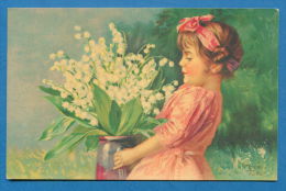 140447 / Artist  Maxim Trübe TRUEBE -  LITTLE GIRL VASE FLOWERS Lily Of The Valley - 890 WENAU PASTELL - Trübe, Maxim