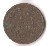 INDE   1  CENT  STRAITS 1862  VICTORIA  RARE ! - Indien
