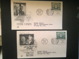 UN-NY, 1953 FDCs (x2) - Commemorating Technical Assistance By The UN First Day Issue - FDC