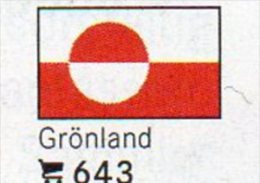 Set 6 Flaggen-Sticker Grönland In Farbe 7€ Zur Kennzeichnung An Alben/Sammlungen Firma LINDNER #643 Flag Isle Of Danmark - Accessori